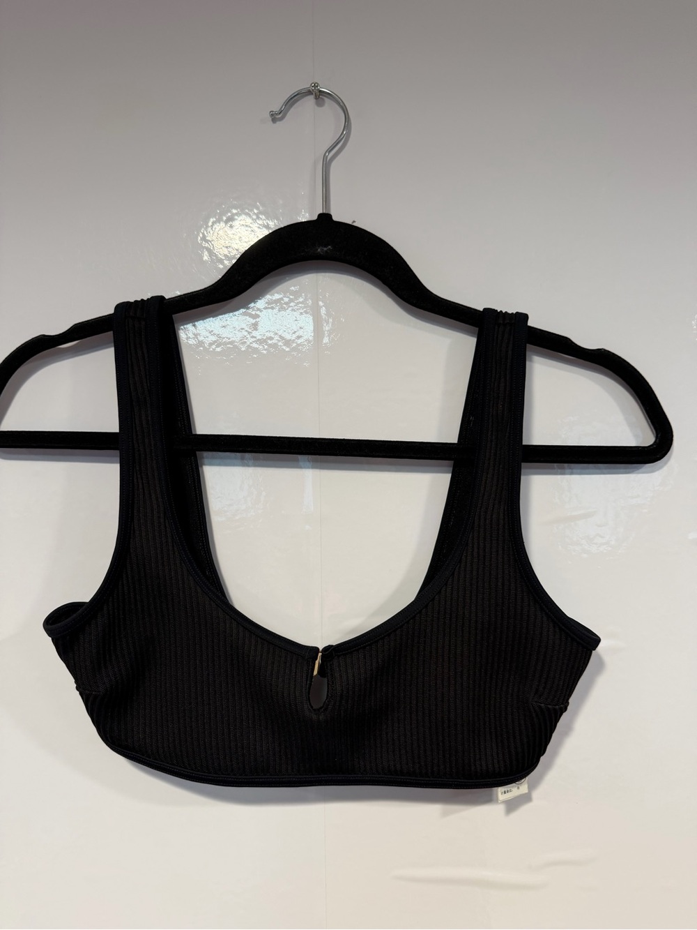 Hollister Black Ribbed Scoop V Neck Swim Top